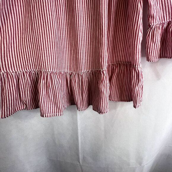 Beach Lunch Lounge Bell Statement Sleeve Blouse Striped Cold Shoulder Size XS - Picture 7 of 11
